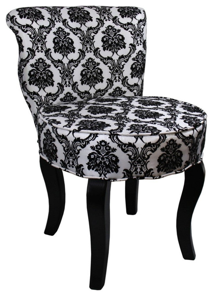 Modern Black and White Damask Accent Chair