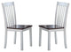 Set of 2 Wood Side Chair, White/Walnut Finish