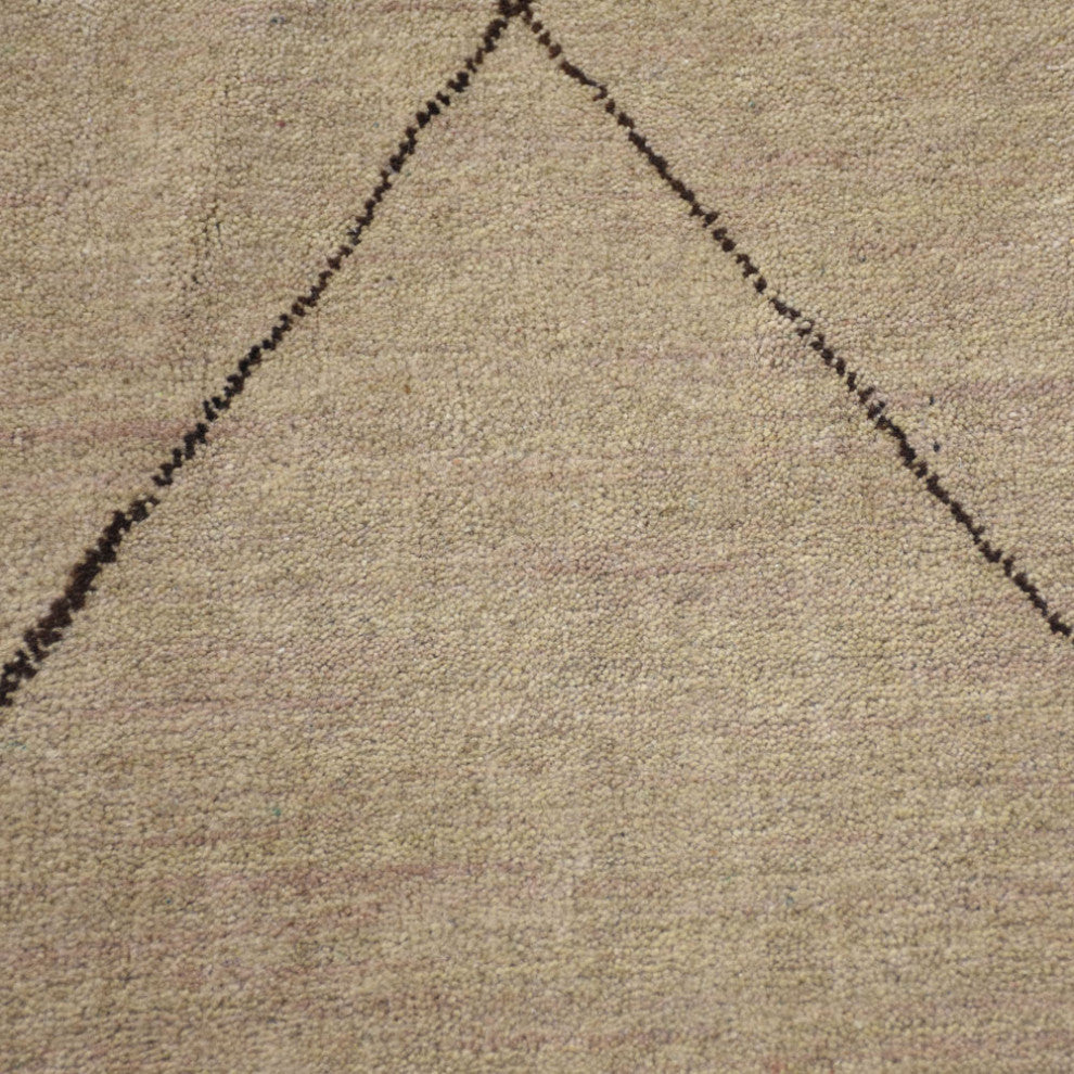HAND KNOTTED LOOM WOOL ECO - FRIENDLY AREA RUGS - Beige Brown,Geometric