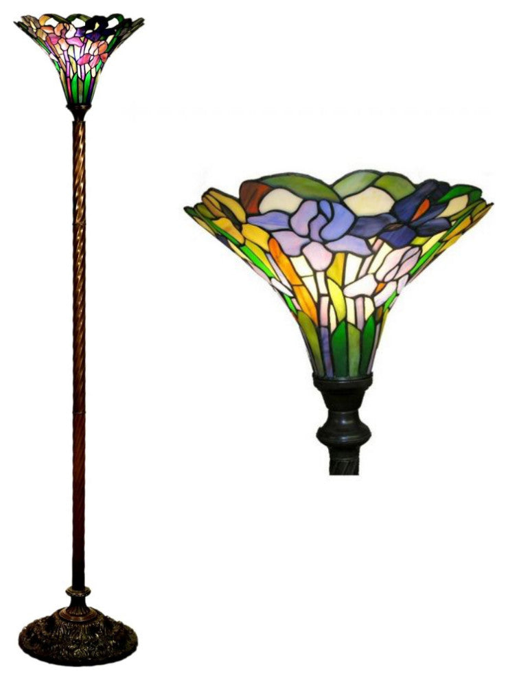 HomeRoots Tiffany-style Iris Torchiere
