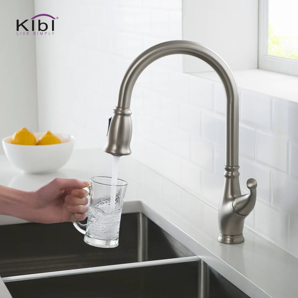 Summit Single Handle Pull Down Kitchen Faucet, Brushed Nickel, W/O Soap Dispense