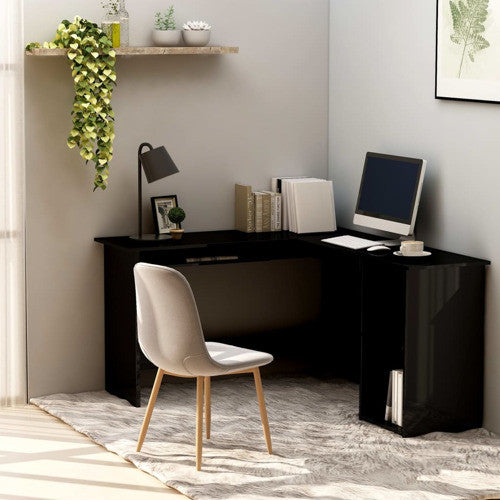 vidaXL Corner Desk Home Office Computer Desk High Gloss White Engineered Wood
