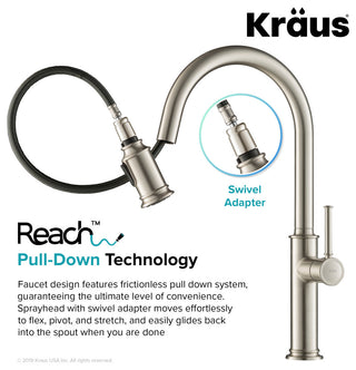 Sellette Pull-Down Kitchen Faucet, Spot Free Stainless Steel, Soap Dispenser