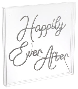 Happily Ever After 23.63" Square Acrylic Box USB Operated LED Neon Light, White