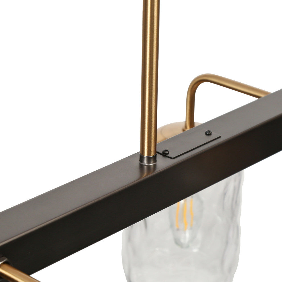 LNC 6-Light Black and Gold Modern Mason Jar Linear Large Kitchen Island Light