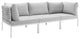 Harmony Sunbrella Basket Weave Outdoor Patio Aluminum Sofa, Taupe Gray