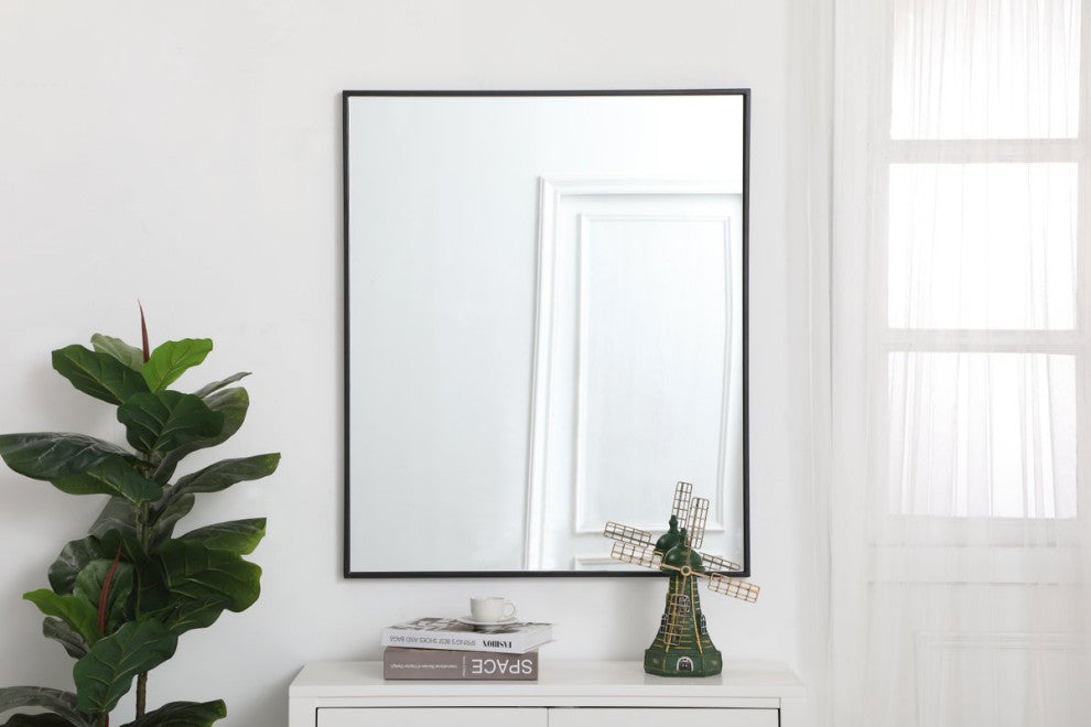 Elegant Decor MR43036BK Metal Frame Rectangle Mirror, 30", Black