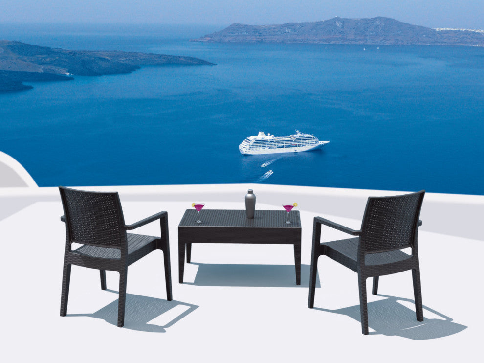 Ibiza Resin Wickerlook Dining Arm Chair, Dark Gray, Set of 2