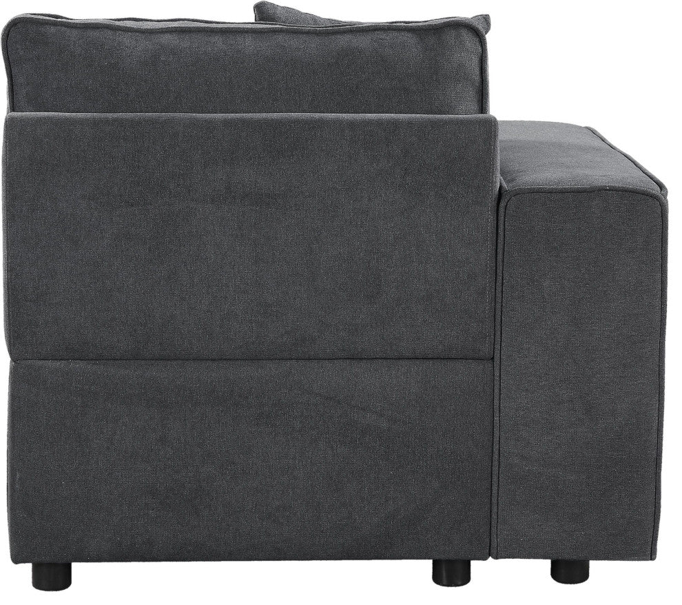 ACME Silvester Modular Left Facing Chair With 2 Pillows, Gray Fabric