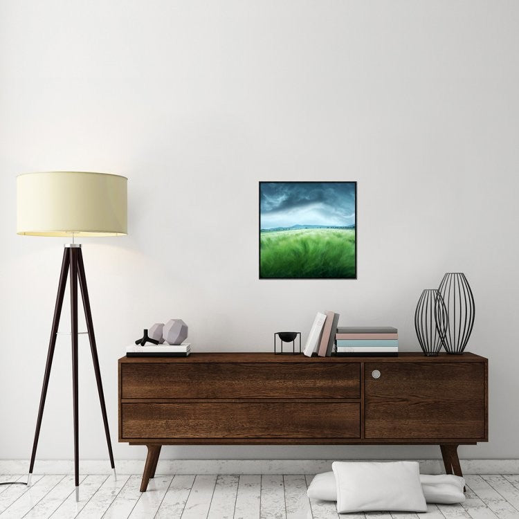 "Barley Field" Framed Canvas Giclee by Floriana Barbu, 23x23"