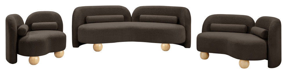 Daphne Upholstered Chair/Loveseat/Sofa, Brown, Boucle Fabric, Sofa