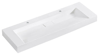 Vera Composite Granite Stone Console Bath Vanity Sink, White, 60"l X 19.7"w