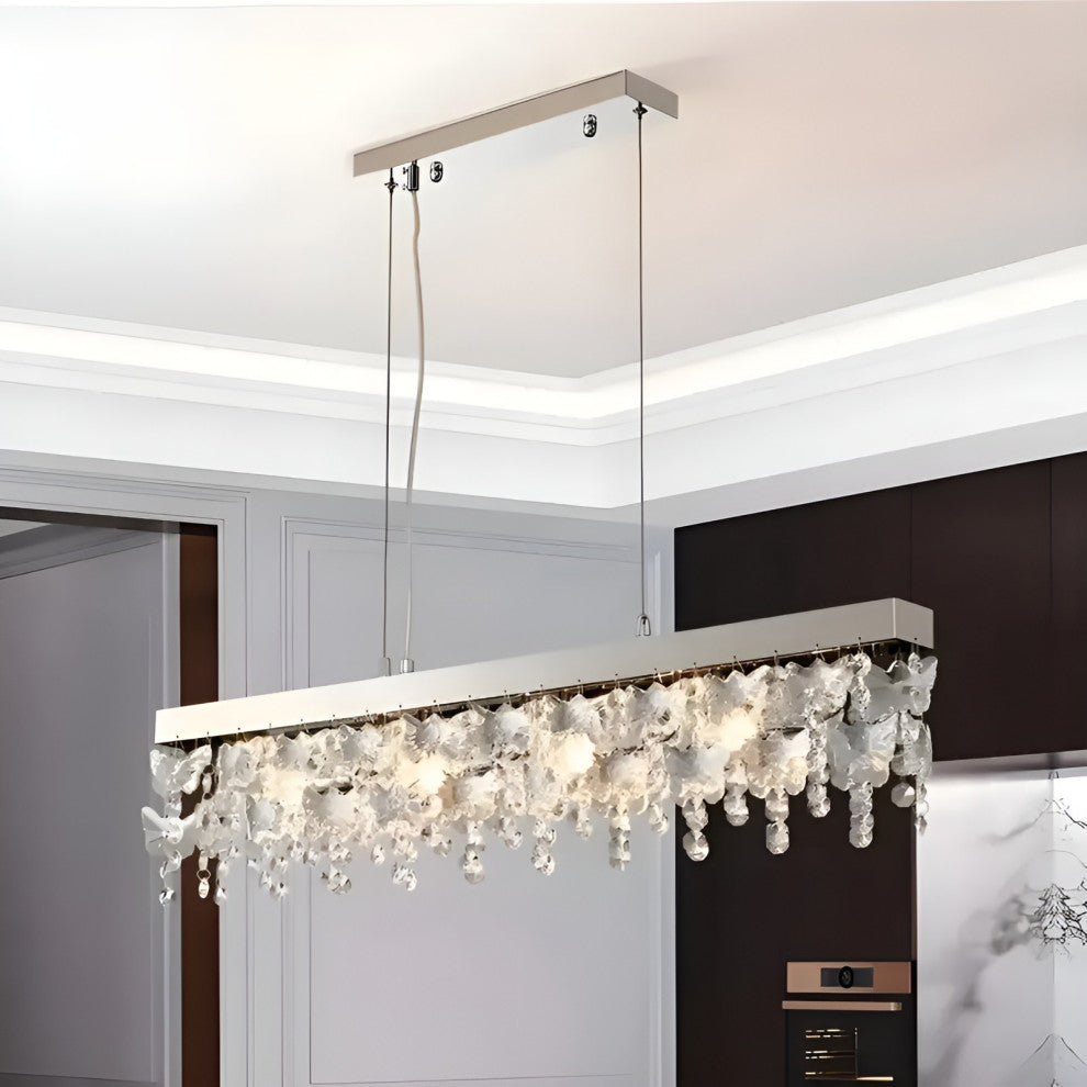 Incisa Scapaccino | Chrome Rectangular Crystal LED Chandelier, Cool Light