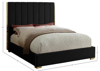 Becca Velvet Upholstered Bed, Black, King