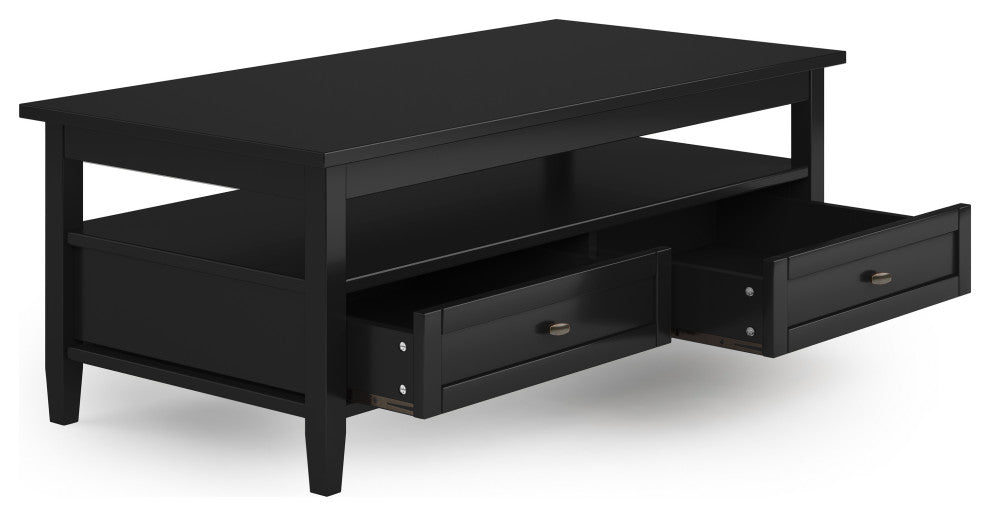 Warm Shaker Solid Wood Coffee Table, Black