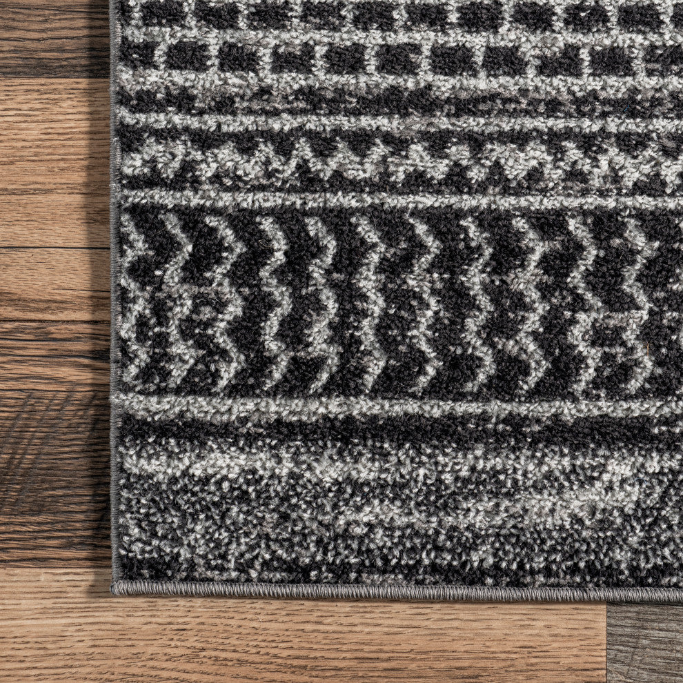 Nuloom Nova Stripes Contemporary Area Rug, Dark Grey 4'x6'