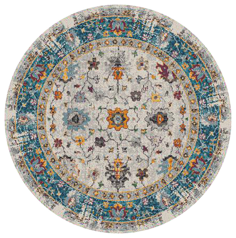 Montana Filomina Area Rug, Blue, 7'6" x 7'6"R, Bordered