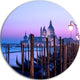 Venice Sunset Panorama At Twilight, Seascape Round Metal Wall Art, 11"