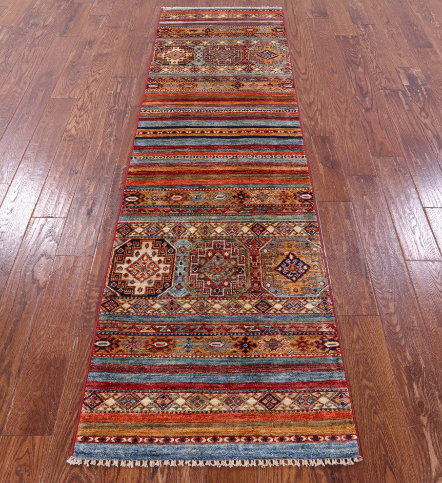 2' 4" X 8' 2" Khorjin Super Kazak Hand Knotted Wool Runner Rug Q10847