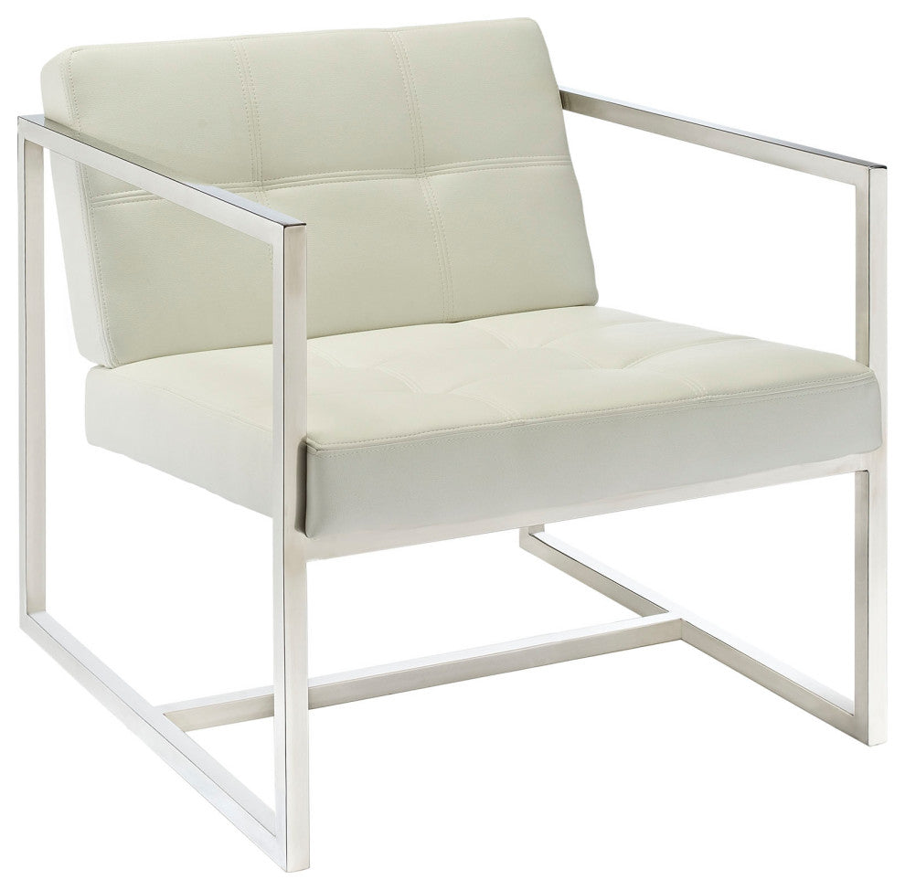 Modern White Hover Upholstered Vinyl Lounge Chair