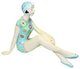 Retro Bathing Beauty Figurine Statue, 1920s Swimsuit Woman Aqua Blue Sunburst