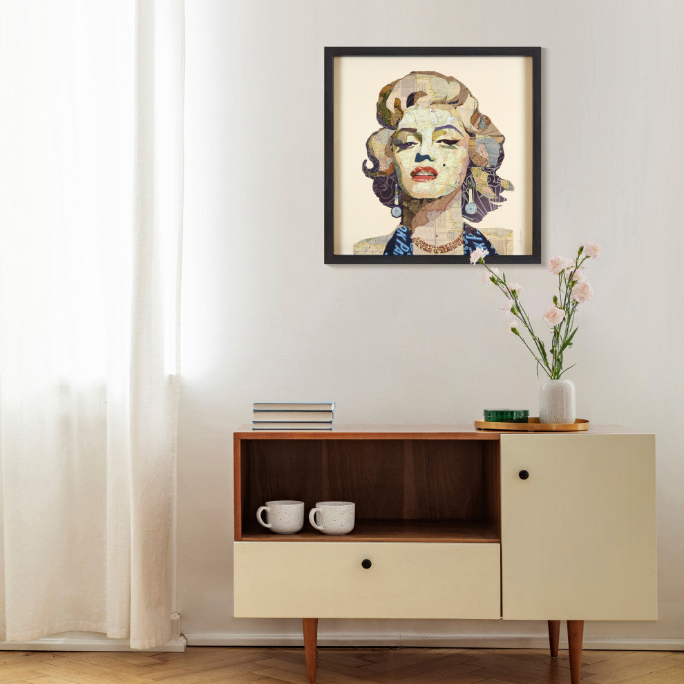 Homage to Marilyn Dimensional Collage Framed Graphic Art Under Glass Wall Art