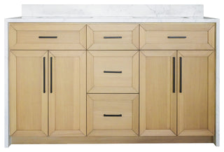 Palisade 60" Bathroom Vanity, Blonde, Engineered Marble, Double