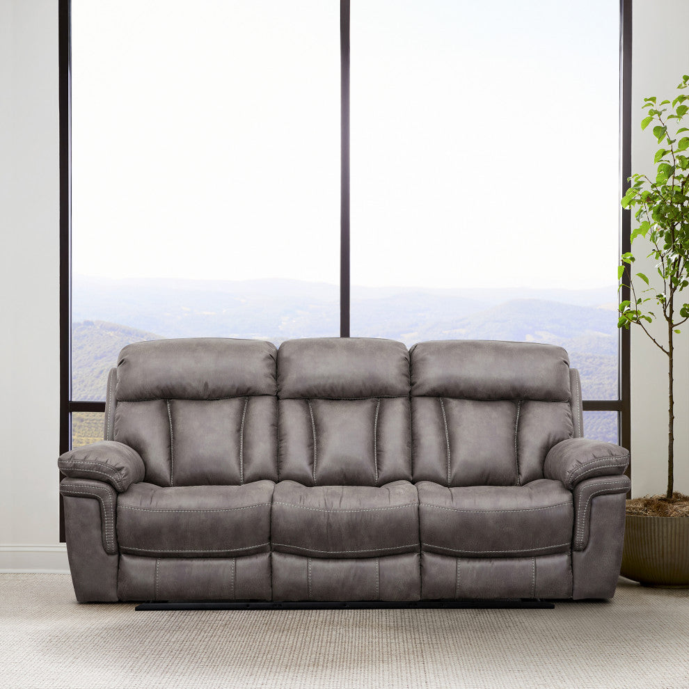 Estelle Power Reclining Sofa, Gunmetal Fabric