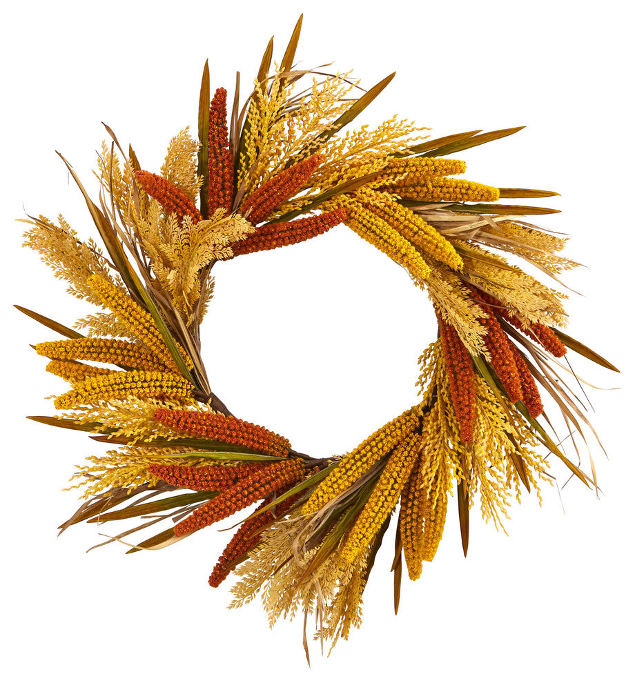 Nearly Natural 25ï¿½ Sorghum Harvest Artificial Wreath