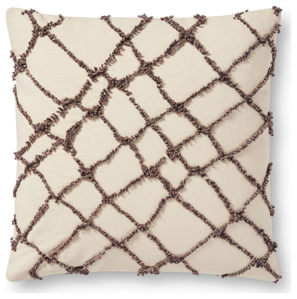 Loloi PLL0043 Ivory / Black 18" x 18" Cover Only Pillow