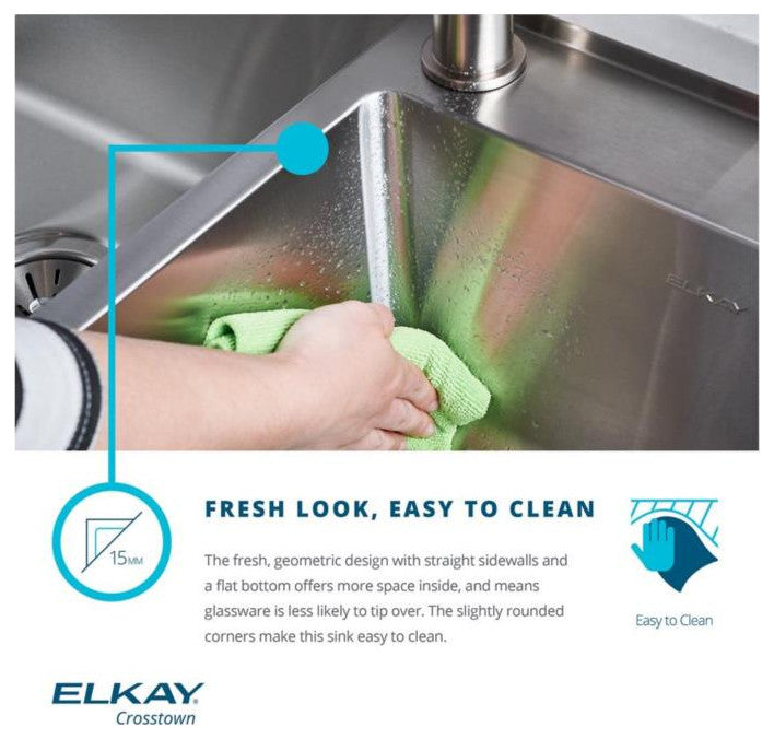Elkay 13" Bowl Dual Mount 18 Gauge Bar/Prep Kitchen Sink, ECTSR13169TBG1