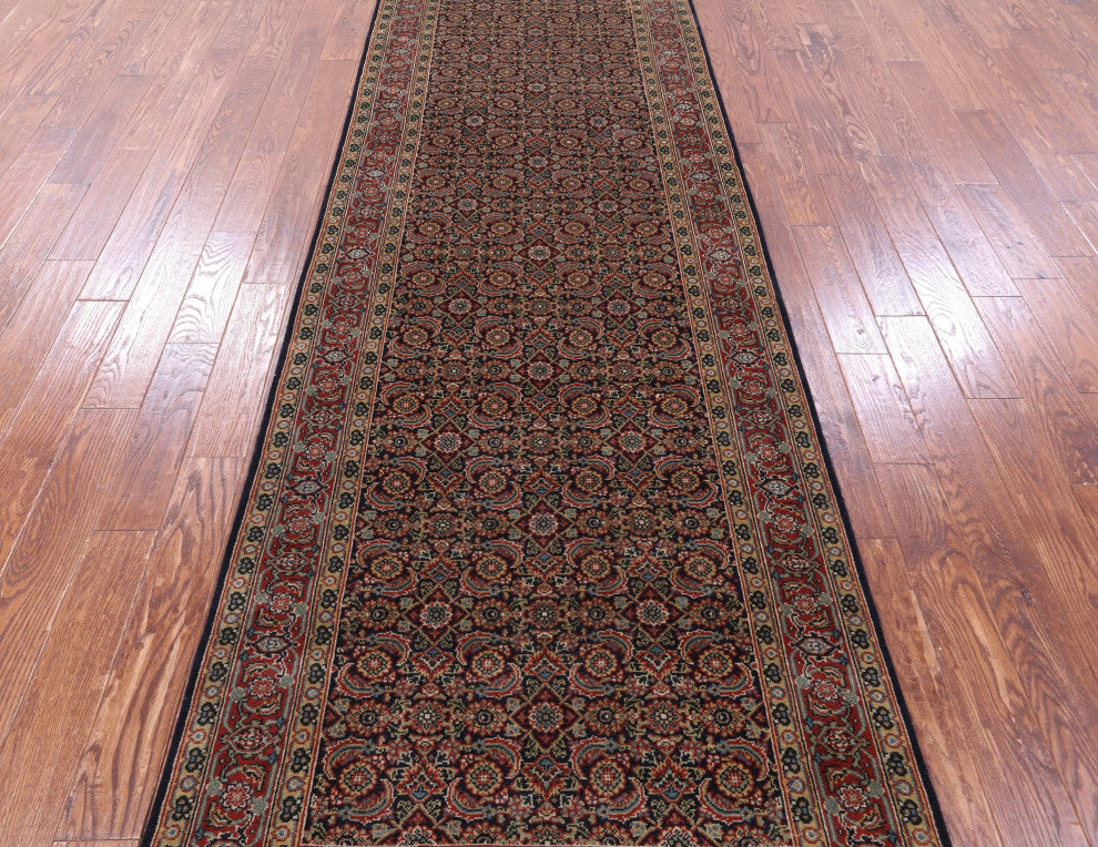 3' 10" X 15' 7" Hand Knotted Persian Hill Herati Wool Runner Rug - Q13164