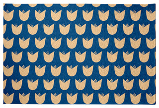 Simple Tulip Design Spring Chenille Rug, Dark Cobalt Blue, 4'x6'