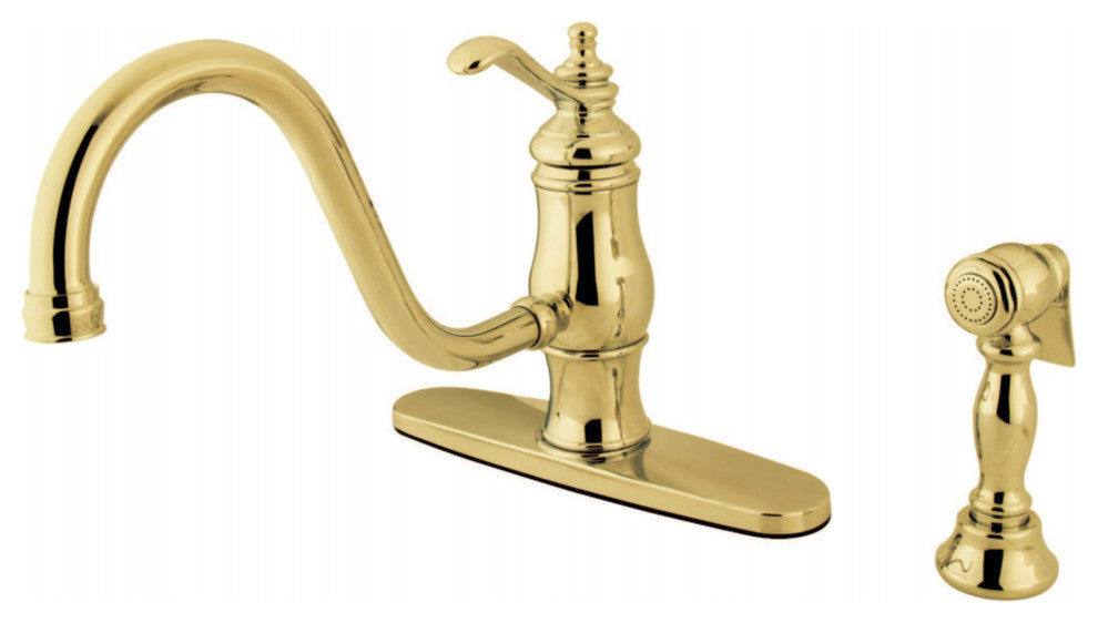 Kingston Brass Single-Handle Kitchen Faucet, Polished Brass