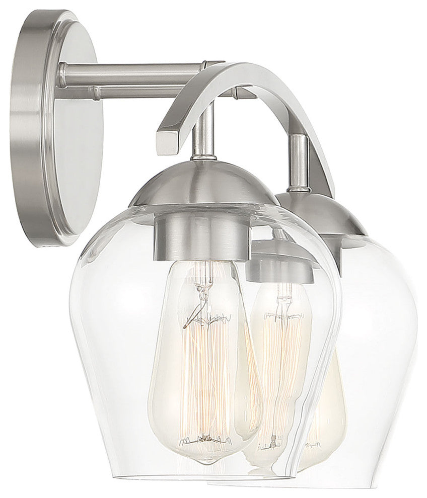 2-Light Bathroom Vanity Light, Matte Black, Brushed Nickel