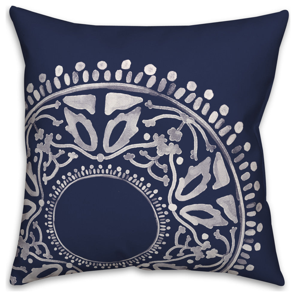 Navy Boho Circle 18x18 Indoor/Outdoor Pillow