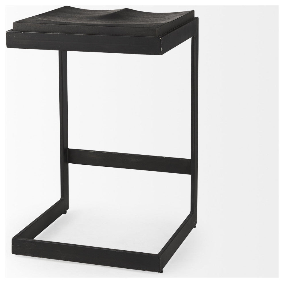 26" Black Cheeky Wood and Metal Counter Stool