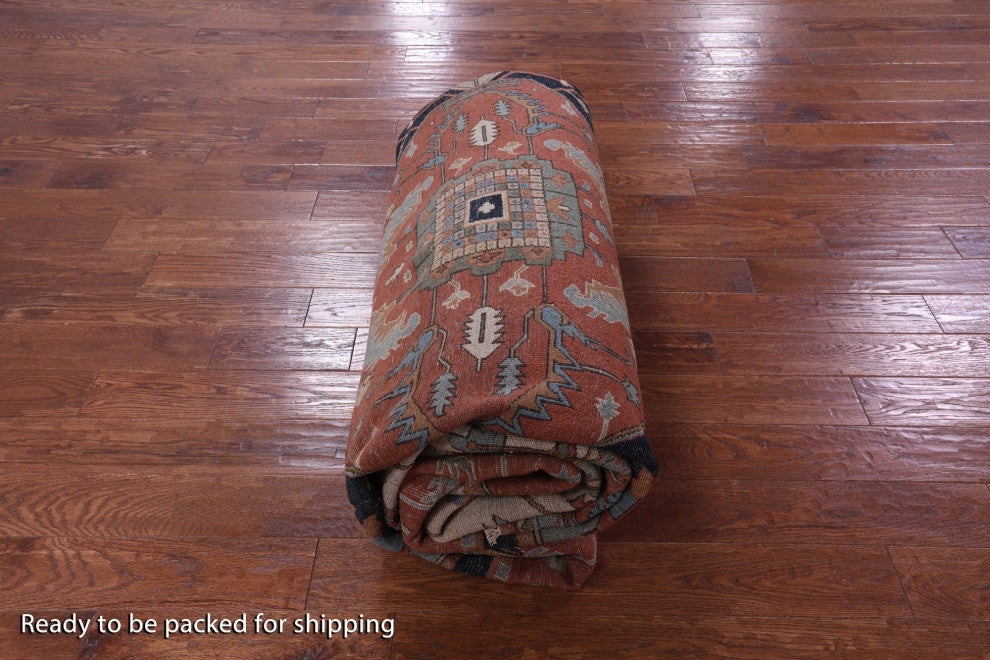 Persian Fine Serapi Handmade Wool Rug 9' 9" X 13' 10" - Q14704