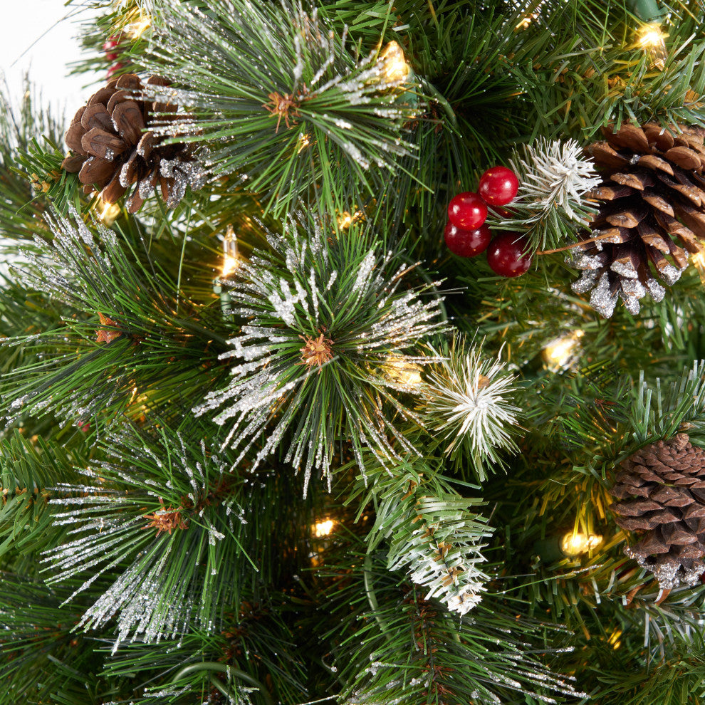 4.5' Mixed Spruce Artificial Christmas Tree, Pre-Lit Clear