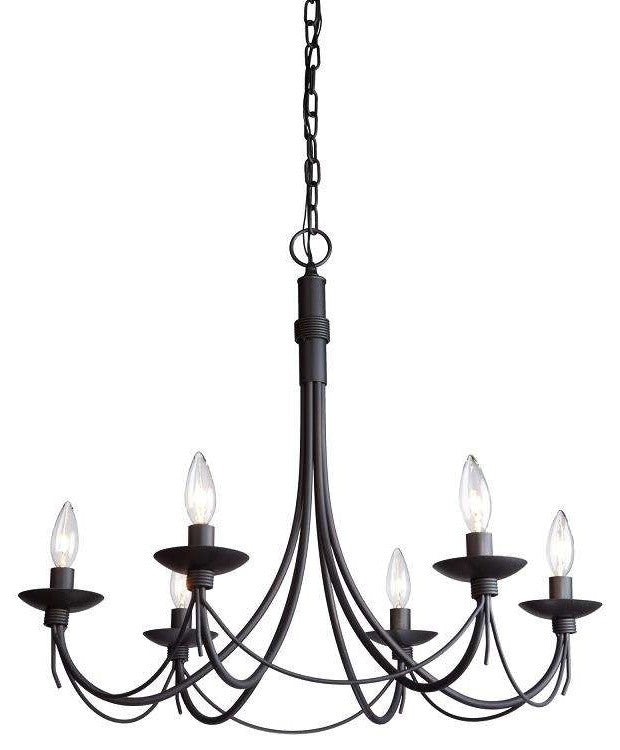 Wrought Iron 6-Light Ebony Black Chandelier
