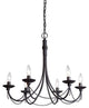 Wrought Iron 6-Light Ebony Black Chandelier