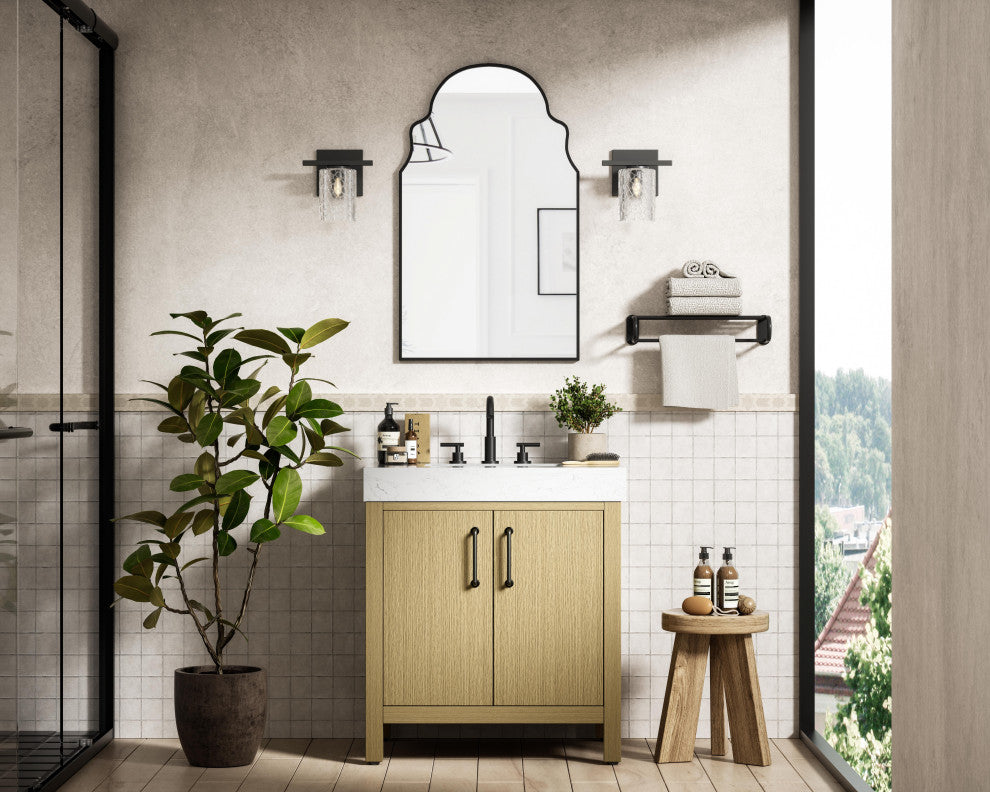 Home Living 30" Single Bathroom Vanity, Honey Brown