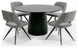 Lander Modern Mid Century Black Oak Round Dining Table