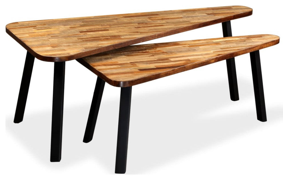 vidaXL Coffee Table Set 2 Pieces Reclaimed Teak