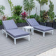 LeisureMod Chelsea Chaise Lounge Chair With Side Table, Blue