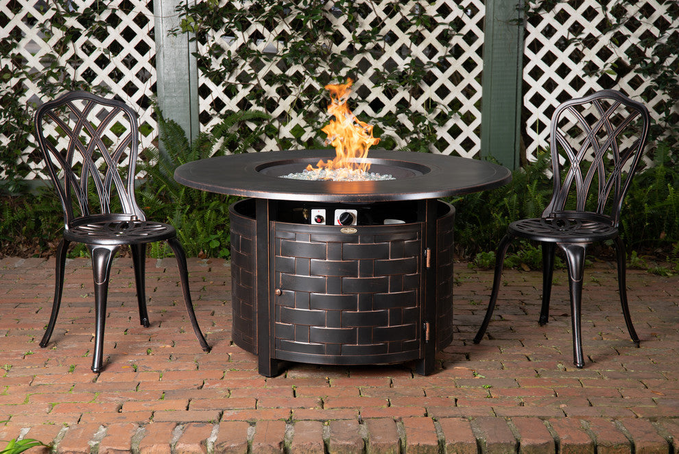 Perissa Woven Round Cast Aluminum LPG Fire Pit