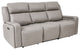 Claude Dual Power Reclining 2 Piece Sofa and Recliner Set, Light Gray Leather
