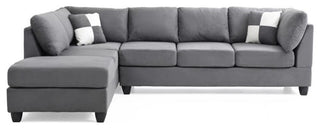 Glory Furniture Malone Microsuede Sectional in Gray