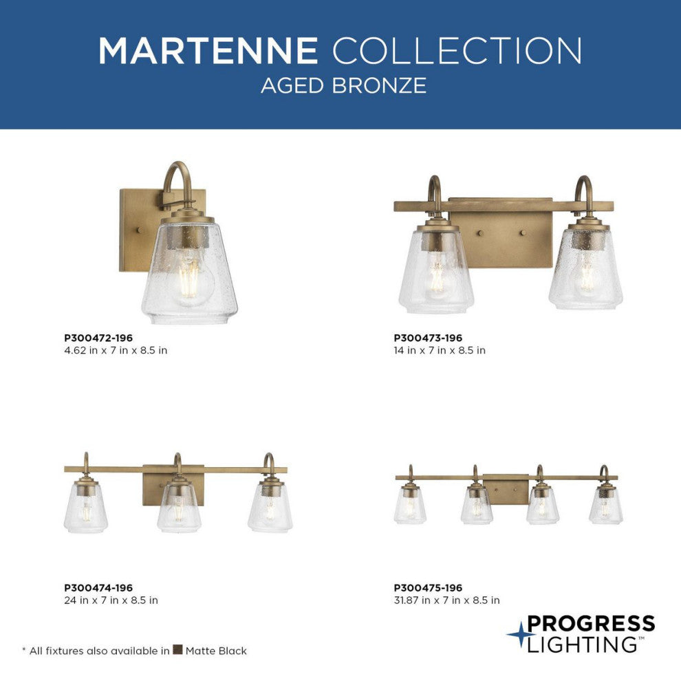 Martenne Collection 3-Light Modern Farmhouse Vanity Light, Aged Bronze