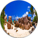 Rocky Tropical Beach Panorama, Landscape Photo Round Wall Art, 11"